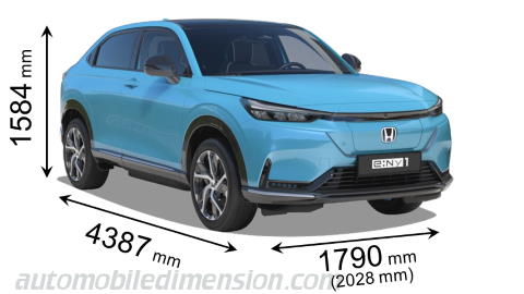 Honda e:Ny1 2024 mått med längd, bredd och höjd