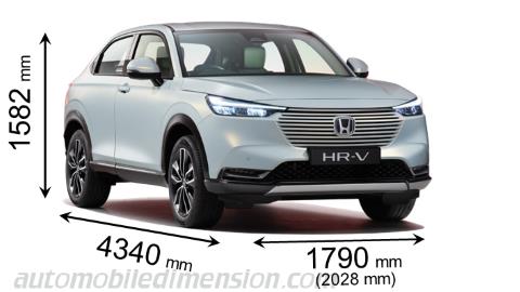 Honda HR-V 2022 Abmessungen mit Länge, Breite und Höhe
