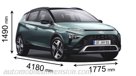 Hyundai Bayon 2021 dimensions with length, width and height