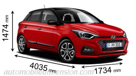 Dimension Hyundai i20 2018