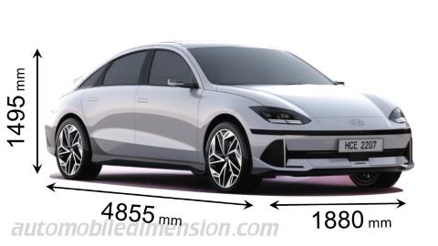 Hyundai IONIQ 6 2023 afmetingen met lengte, breedte en hoogte