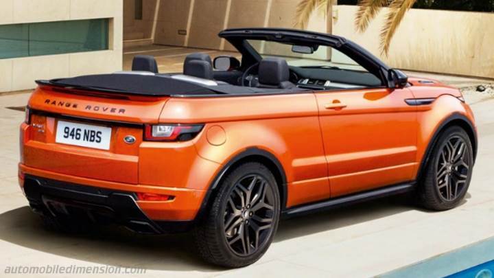 Roux Nuchter tevredenheid Land-Rover Range Rover Evoque Convertible afmetingen, kofferruimte en  soortgelijke