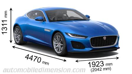 Jaguar F-TYPE Coupe 2020 Abmessungen mit Länge, Breite und Höhe