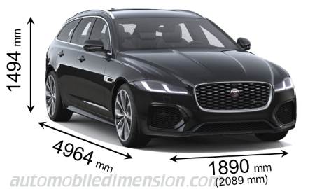 Dimension Jaguar XF Sportbrake 2021 avec longueur, largeur et hauteur