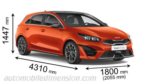 Dimension Kia Ceed 2022 avec longueur, largeur et hauteur