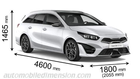 Kia Ceed Sportswagon 2022 afmetingen met lengte, breedte en hoogte