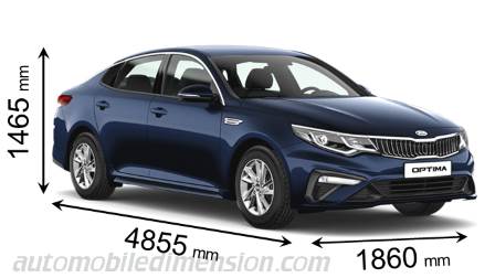 Kia Optima 2018 Abmessungen mit Länge, Breite und Höhe