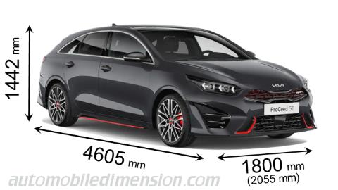  Dimensiones de los automóviles Kia que muestran la longitud, la anchura y la altura