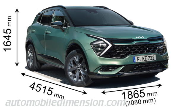 Dimension Kia Sportage 2022 avec longueur, largeur et hauteur