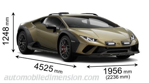 Dimensioni Lamborghini Huracán Sterrato 2023 con lunghezza, larghezza e altezza