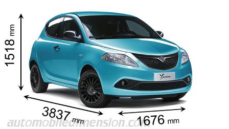 Lancia Ypsilon 2020 dimensions with length, width and height