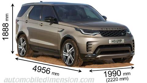 Dimension Land-Rover Discovery 2021 avec longueur, largeur et hauteur