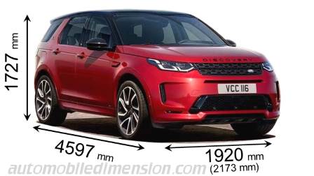 Land-Rover Discovery Sport 2019 afmetingen met lengte, breedte en hoogte