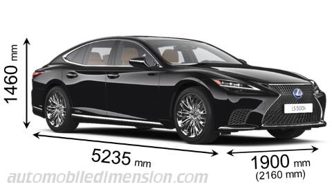 Dimensioni Lexus LS 2021 con lunghezza, larghezza e altezza