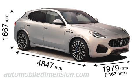 Dimension Maserati Grecale 2022 avec longueur, largeur et hauteur