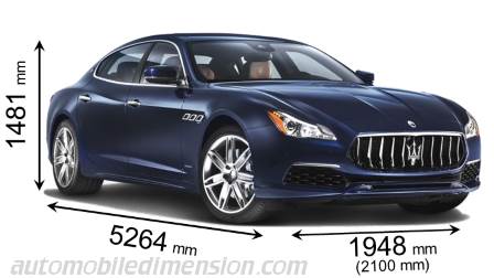 Dimensions Of Maserati Cars Showing Length Width And Height