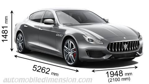 Maserati Quattroporte 2021 mått med längd, bredd och höjd