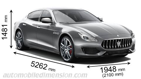 Maserati Quattroporte 2021 afmetingen met lengte, breedte en hoogte