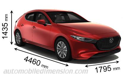 Mazda 3 2019 Abmessungen mit Länge, Breite und Höhe