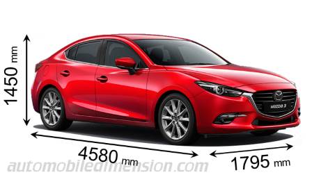 Mazda 3 SportSedan 2017 dimensions with length, width and height