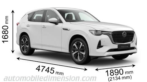 Mazda CX-60 2022 Abmessungen mit Länge, Breite und Höhe