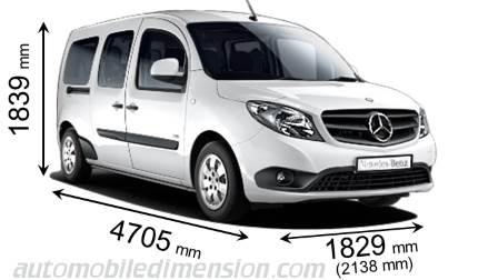 Mercedes-Benz Citan Tourer xlg 2013 Abmessungen mit Länge, Breite und Höhe