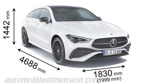 Mercedes-Benz CLA Shooting Brake 2023 Abmessungen mit Länge, Breite und Höhe