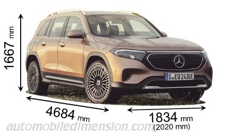 Dimensioni Mercedes-Benz EQB 2022 con lunghezza, larghezza e altezza