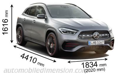 Mercedes-Benz GLA 2020 Abmessungen mit Länge, Breite und Höhe