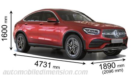 Dimension Mercedes-Benz GLC Coupé 2019 avec longueur, largeur et hauteur