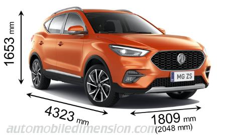 MG ZS 2022 Abmessungen mit Länge, Breite und Höhe