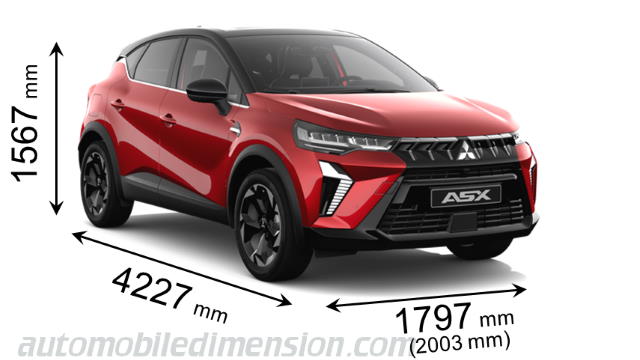 Mitsubishi ASX 2024 dimensions with length, width and height