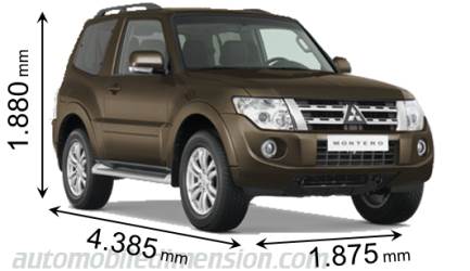 Dimensioni Mitsubishi Pajero 3p 2012