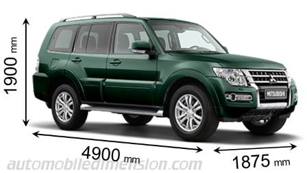 Mitsubishi Pajero 5p 2015 dimensions with length, width and height