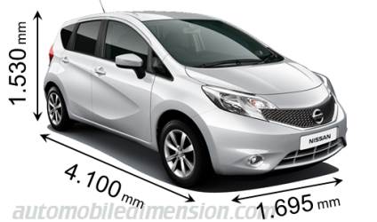 Nissan Note 2013 Abmessungen mit Länge, Breite und Höhe