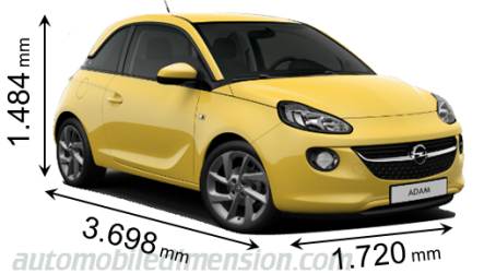 Dimension Opel ADAM 2013 avec longueur, largeur et hauteur