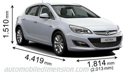 Opel Astra 2012 mått