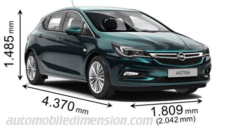 Opel Astra 2016 dimensions