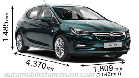 Dimensioni Opel Astra 2016