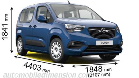 Dimension Opel Combo Life 2018 avec longueur, largeur et hauteur