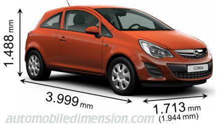 Opel Corsa 3p 2012 mått