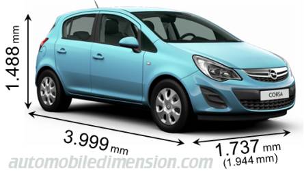 Dimensioni Opel Corsa 5p 2012