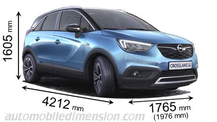 Dimensioni Opel Crossland X 2017 con lunghezza, larghezza e altezza