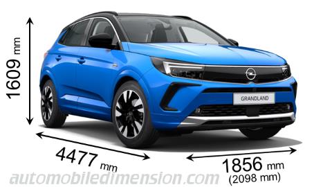 Opel Grandland measures in mm