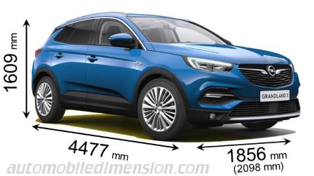 Opel Grandland X 2018 dimensions with length, width and height