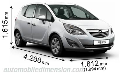 Opel Meriva 2010 Abmessungen