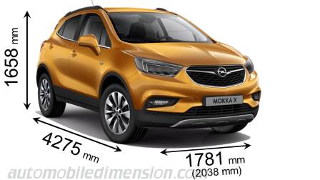 Dimension Opel Mokka X 2016 avec longueur, largeur et hauteur