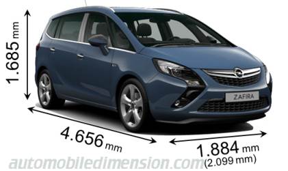 Opel Zafira Tourer 2012 mått