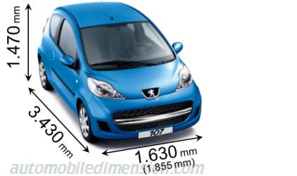 Peugeot 107 2009 dimensions