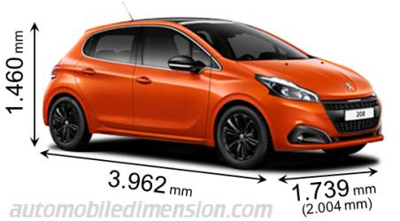 Peugeot 208 dimensions and boot space electric and thermal